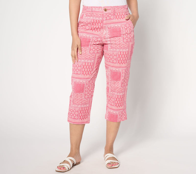 Joan Rivers Signature Twill Regular Printed Patchwork Capri Pants — View 11