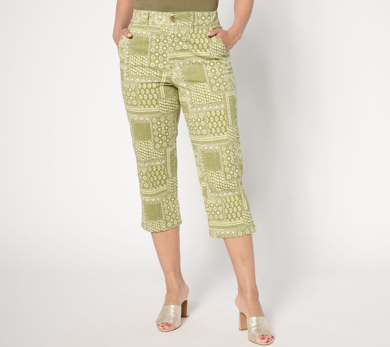 Joan Rivers Signature Twill Regular Printed Patchwork Capri Pants — View 12