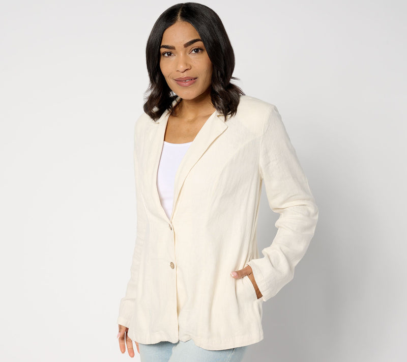 Denim & Co. Naturals Linen Blend Blazer — View 8