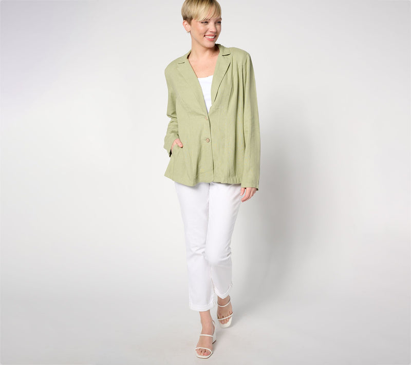 Denim & Co. Naturals Linen Blend Blazer — View 3