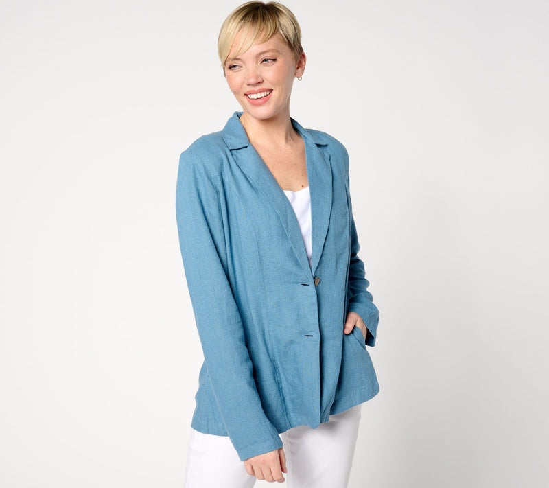 Denim & Co. Naturals Linen Blend Blazer — View 10