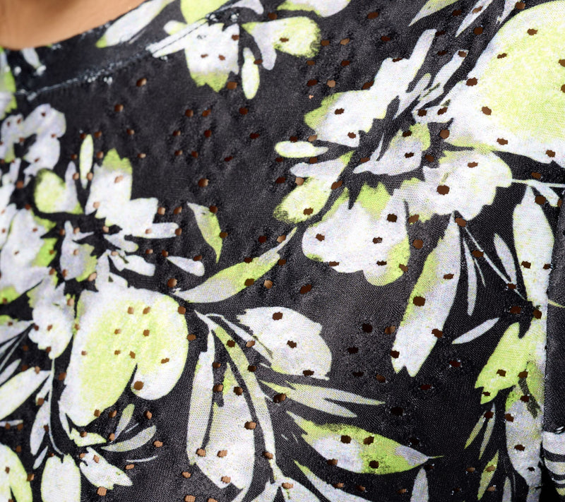 LOGO Layers by Lori Goldstein Printed Eyelet 3/4 Sleeve Top — View 4