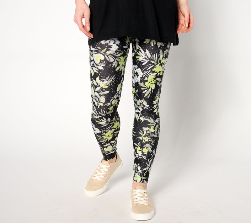 LOGO Layers by Lori Goldstein Petite Printed Eyelet Leggings — View 3