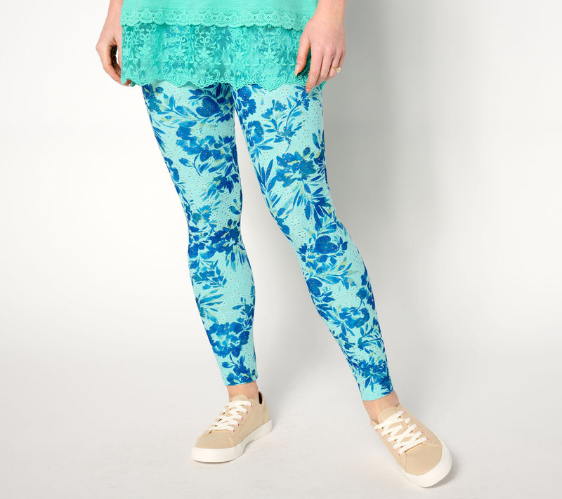 LOGO Layers by Lori Goldstein Petite Printed Eyelet Leggings — View 9