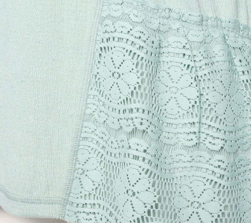 LOGO Linens by Lori Goldstein Scoop Neck Knit Top with Crochet Lace — View 12