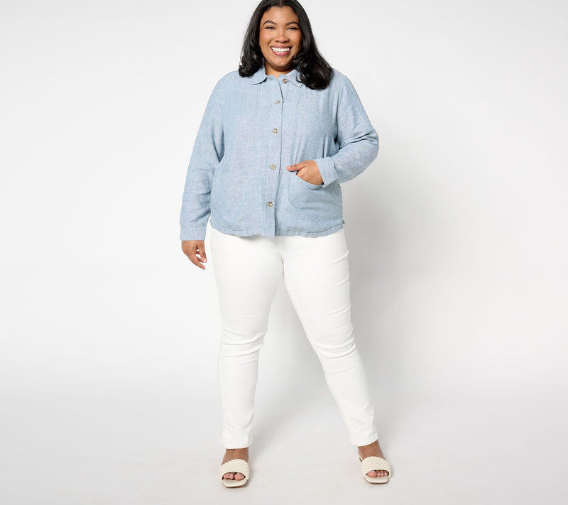 Denim & Co. Naturals Linen Blend Cross Hatch Topper — View 5