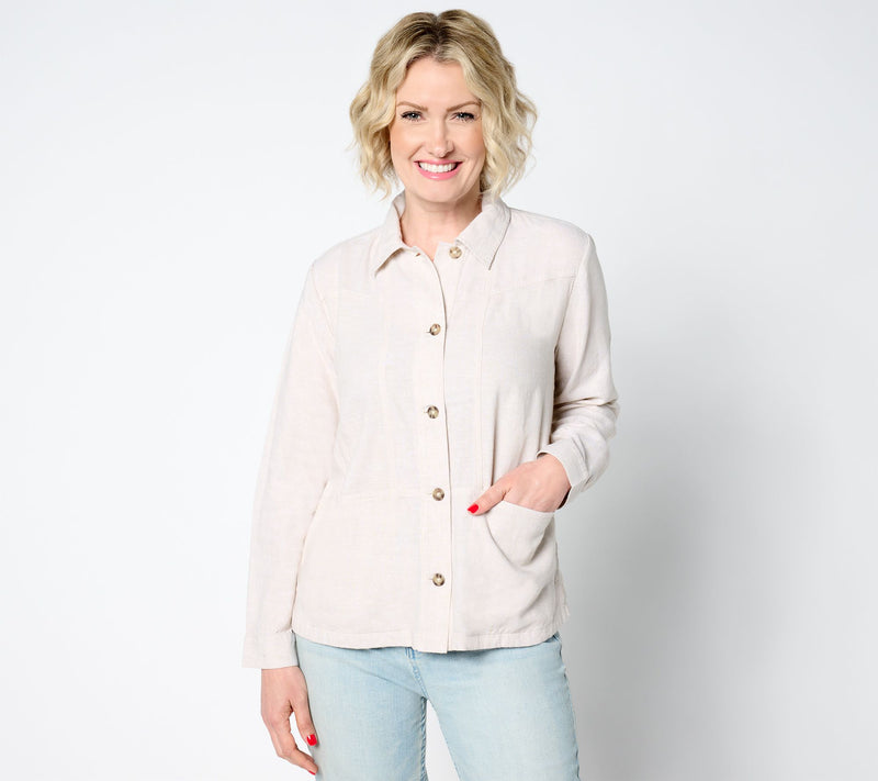 Denim & Co. Naturals Linen Blend Cross Hatch Topper — View 2