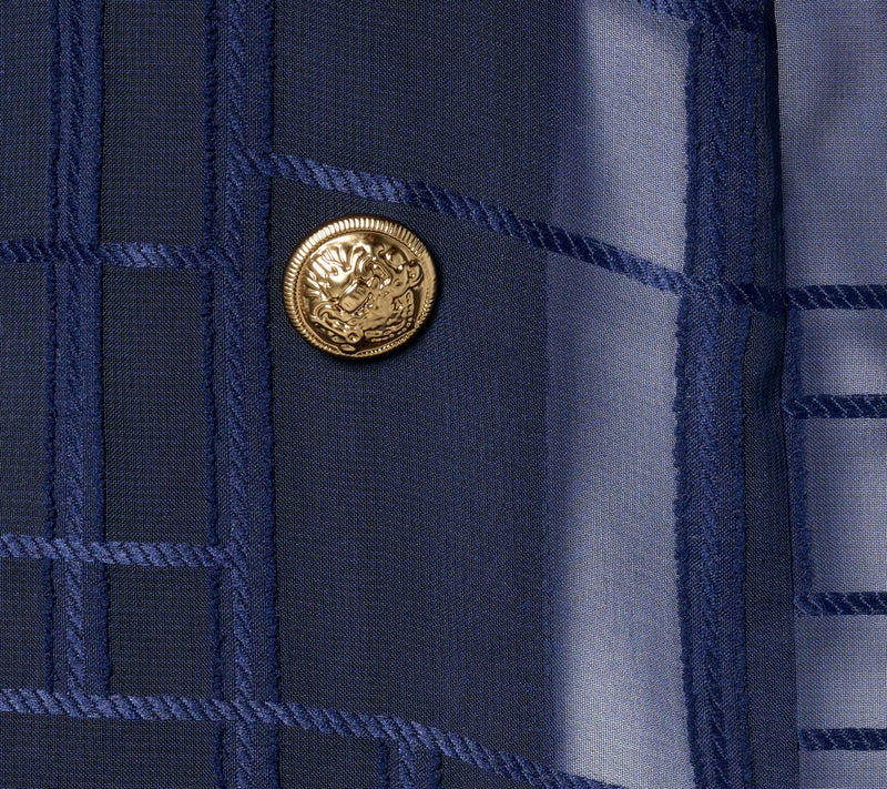 Dennis Basso Petite Sheer Geometric Double Breasted Topper — View 4