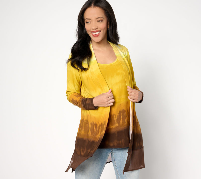 Women with Control Como Jersey & Triple Mesh Tank & Cardigan Set — View 10