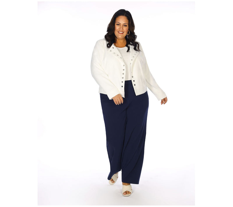 Dennis Basso Open Front Twill Jacket with Grommet Detail — View 11