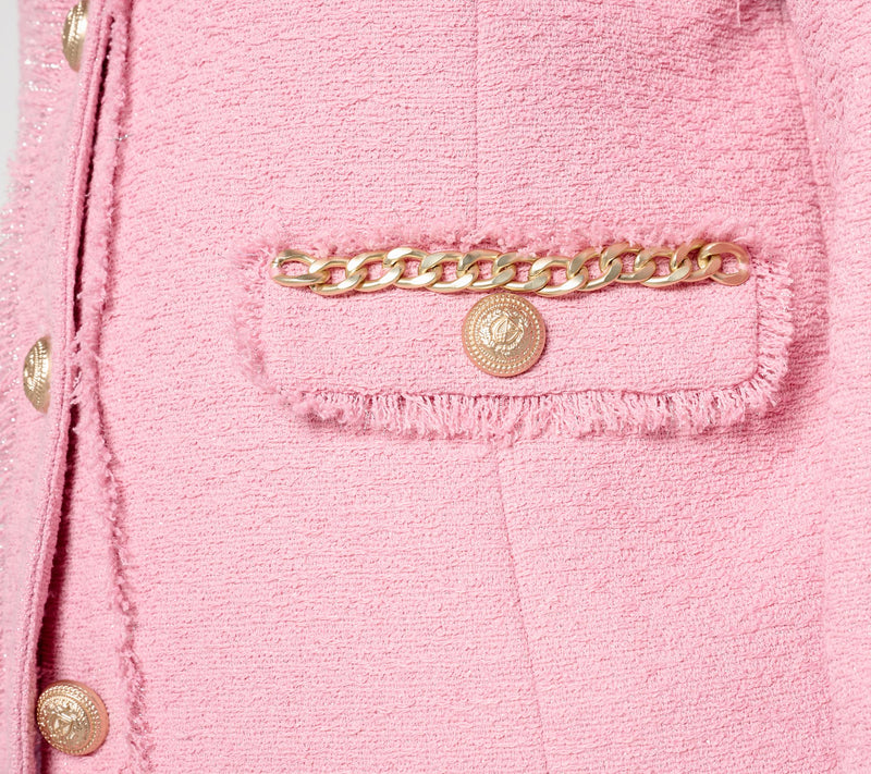 Dennis Basso Textured Jacket with Goldtone Chain Detail — View 11