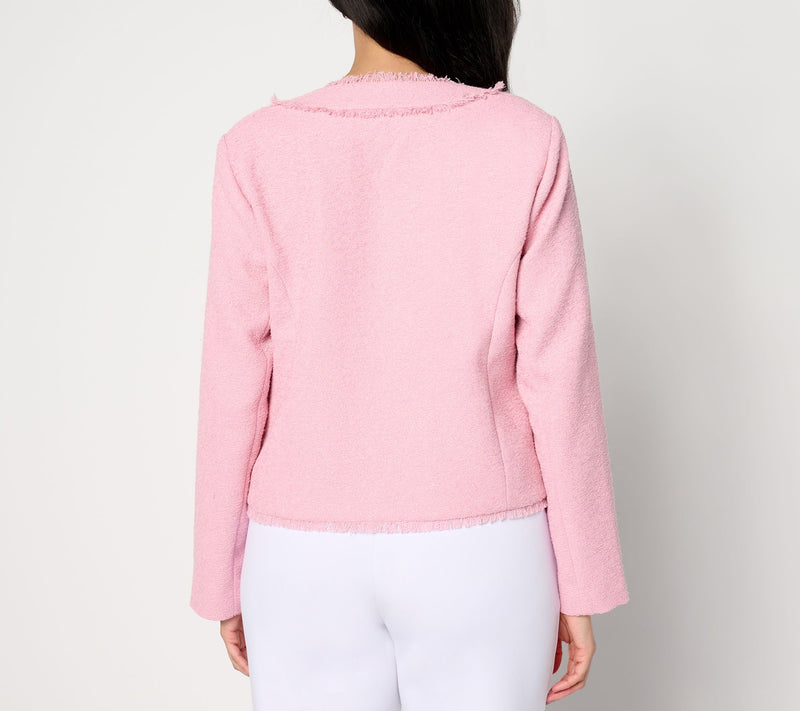 Dennis Basso Textured Jacket with Goldtone Chain Detail — View 8