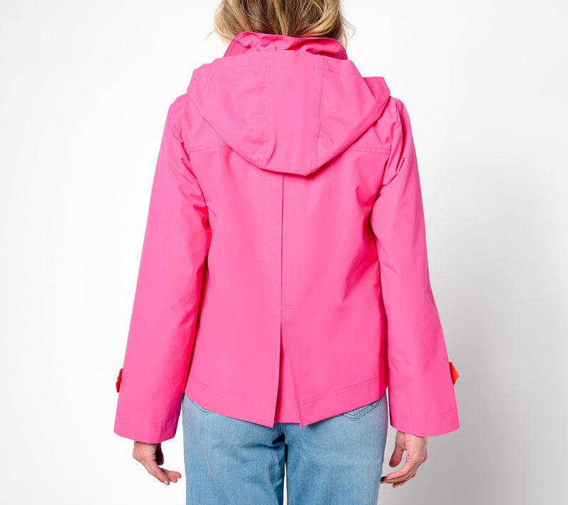 Dennis Basso Double Breasted Trench Coat with Pop Color Detail — View 2