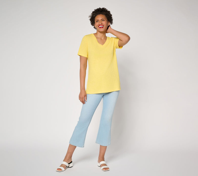 Denim & Co. Naturals Linen Blend Crossover V-Neck Top — View 21