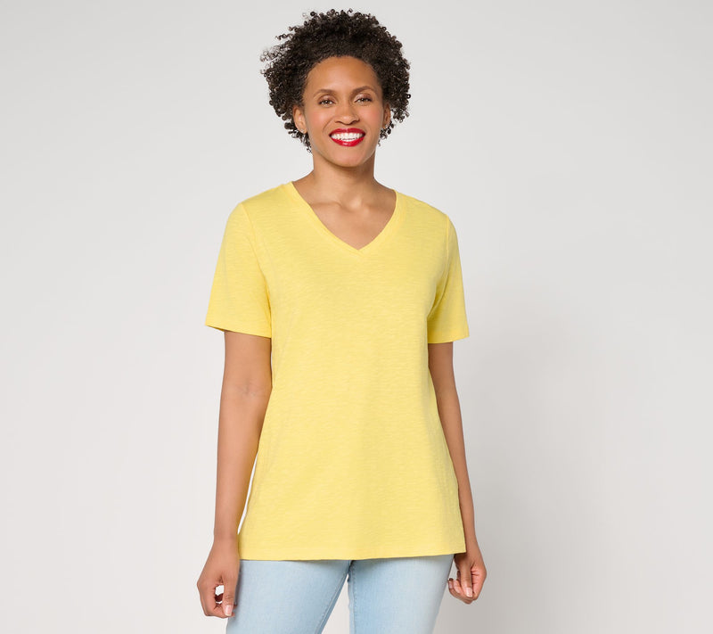 Denim & Co. Naturals Linen Blend Crossover V-Neck Top — View 4
