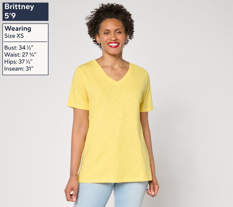 Denim & Co. Naturals Linen Blend Crossover V-Neck Top — View 18