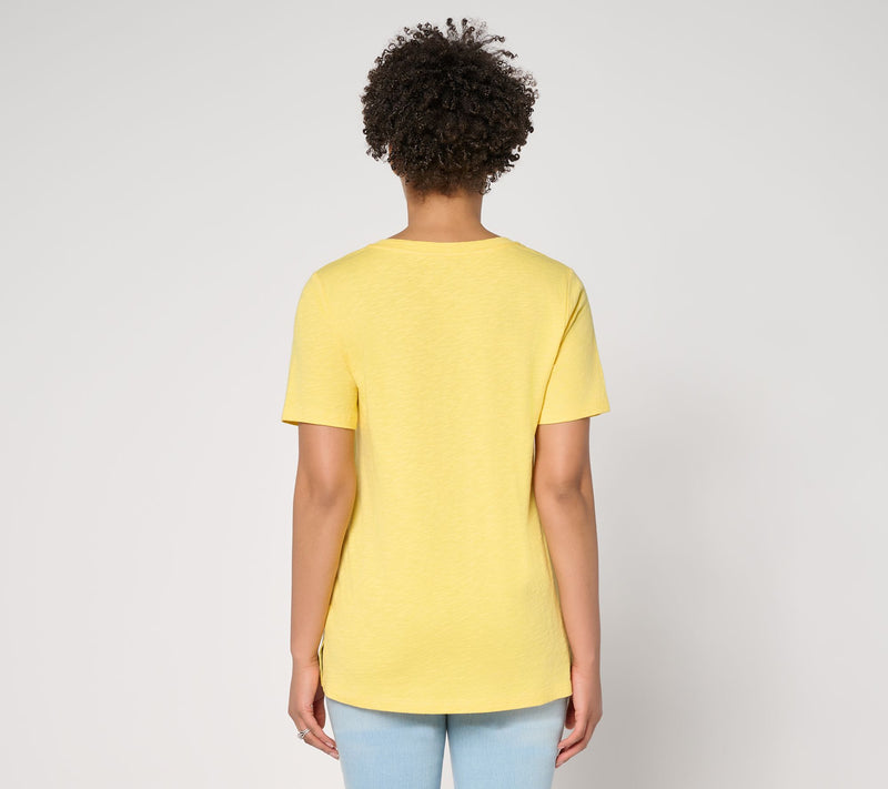 Denim & Co. Naturals Linen Blend Crossover V-Neck Top — View 20