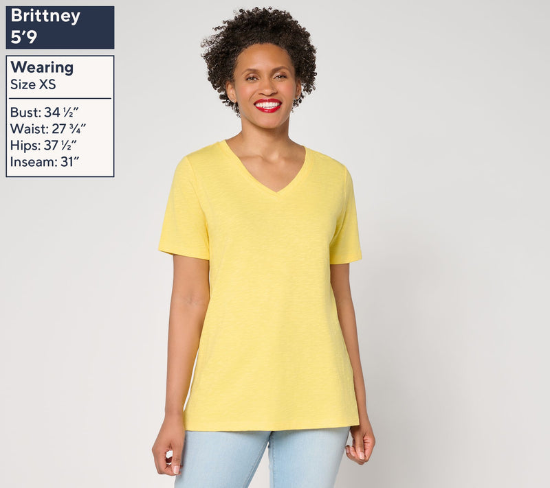 Denim & Co. Naturals Linen Blend Crossover V-Neck Top — View 19
