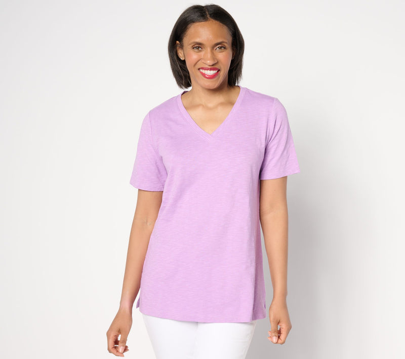 Denim & Co. Naturals Linen Blend Crossover V-Neck Top — View 8