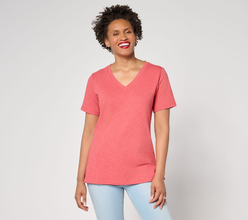 Denim & Co. Naturals Linen Blend Crossover V-Neck Top — View 9