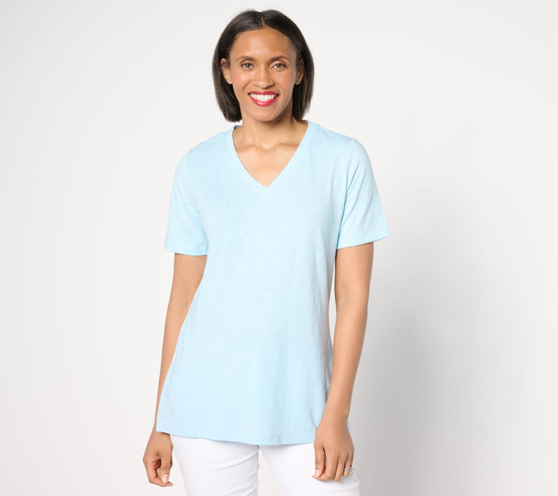 Denim & Co. Naturals Linen Blend Crossover V-Neck Top — View 5