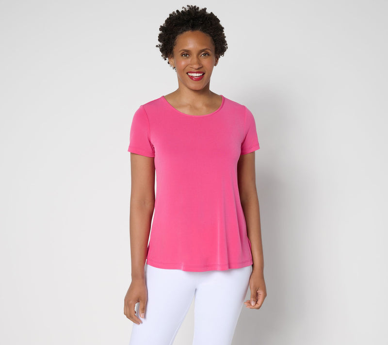 Susan Graver Modern Essentials Liquid Knit A-Line Top — Main view