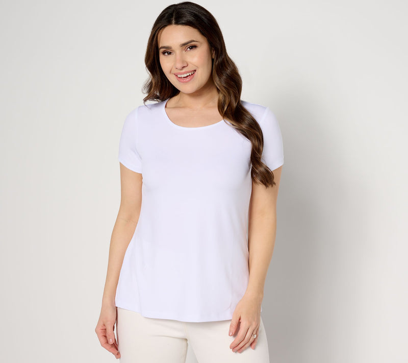 Susan Graver Modern Essentials Liquid Knit A-Line Top — View 5