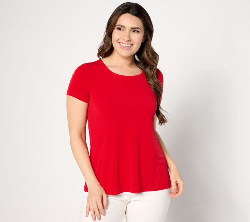 Susan Graver Modern Essentials Liquid Knit A-Line Top — View 7