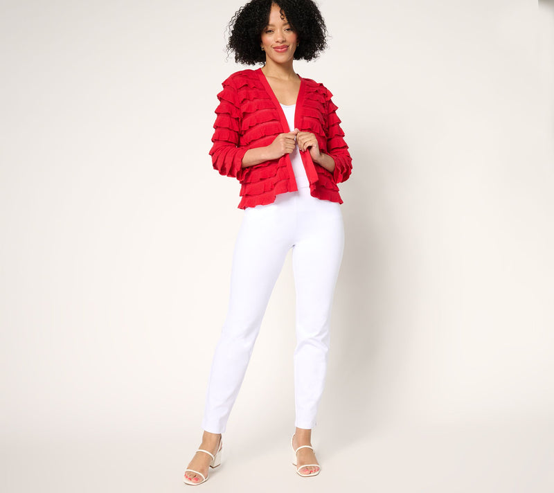 Susan Graver Tiered Ruffle Knit 3/4 Sleeve Shrug — View 5