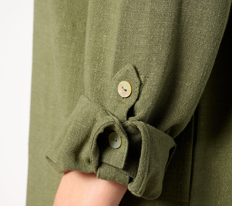 Susan Graver PURE Regular Linen Blend Button Front Duster — View 15