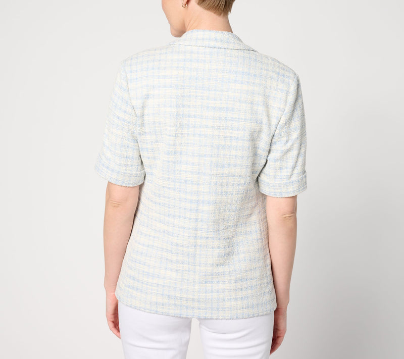 GRAVER Susan Graver Knit Tweed Short Sleeve Blazer — View 2