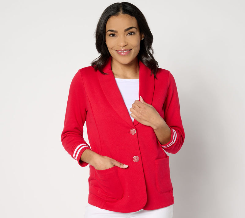 Susan Graver Weekend Marina Knit 3/4-Sleeve Blazer with Rib Knit Cuffs — View 14