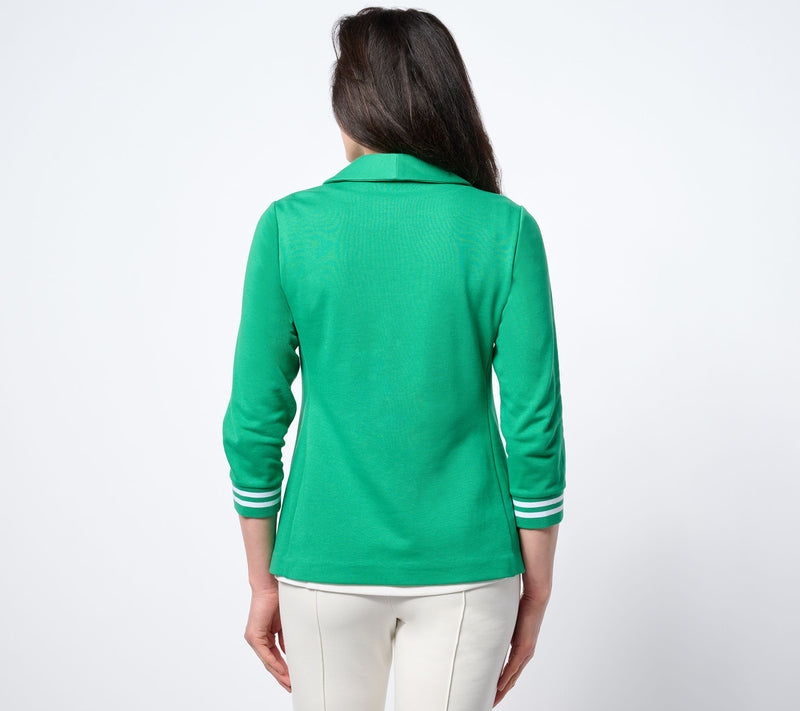 Susan Graver Weekend Marina Knit 3/4-Sleeve Blazer with Rib Knit Cuffs — View 4
