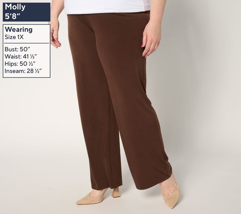 Susan Graver Regular Liquid Knit Wide Leg Pants with Waist Detail — View 14