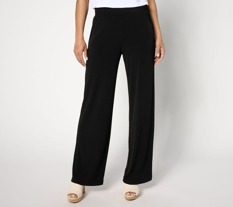 Susan Graver Petite Liquid Knit Wide Leg Pants with Waist Detail — View 13