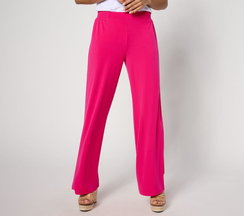 Susan Graver Petite Liquid Knit Wide Leg Pants with Waist Detail — View 14