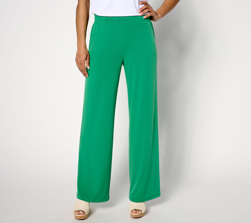 Susan Graver Petite Liquid Knit Wide Leg Pants with Waist Detail — View 15