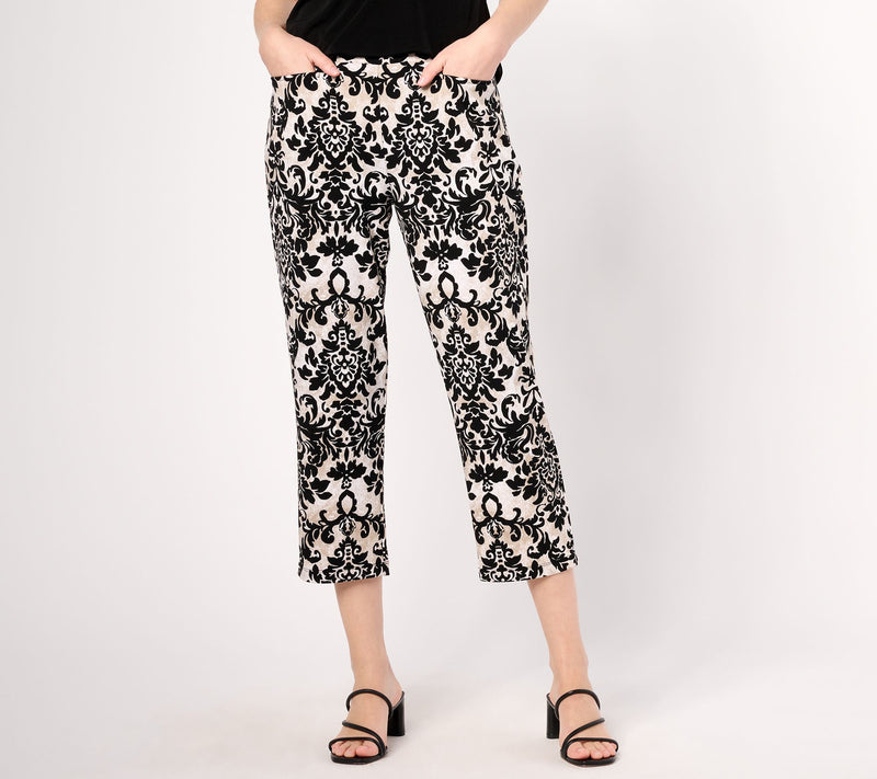 Susan Graver Petite Printed LK Fusion Slim Leg Crop Pants — View 7