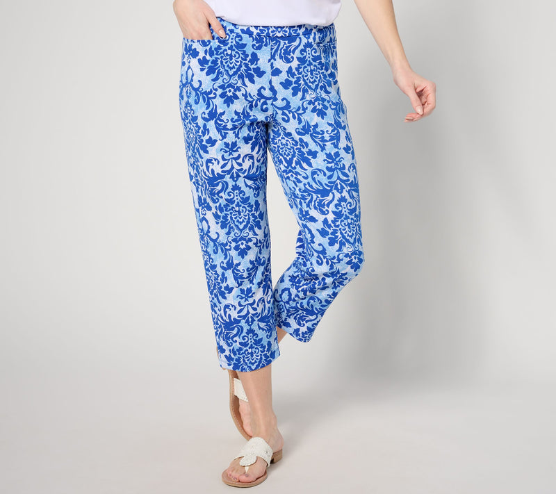 Susan Graver Petite Printed LK Fusion Slim Leg Crop Pants — View 5