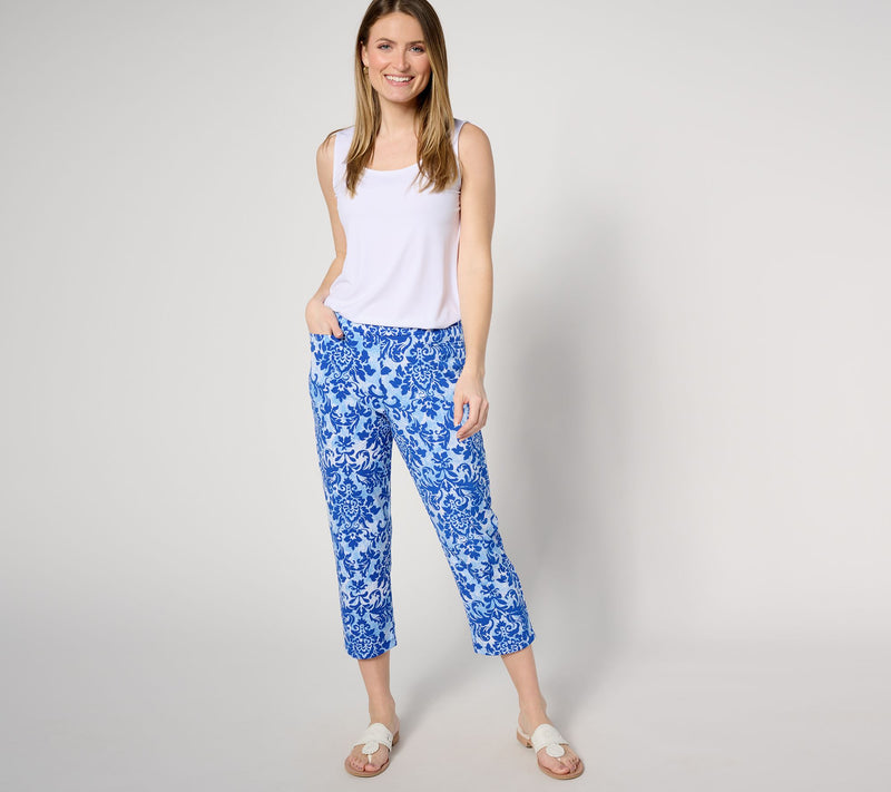 Susan Graver Petite Printed LK Fusion Slim Leg Crop Pants — View 9