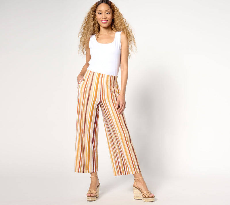 Susan Graver Regular Printed Liquid Knit Wide Leg Crop Pant — View 5