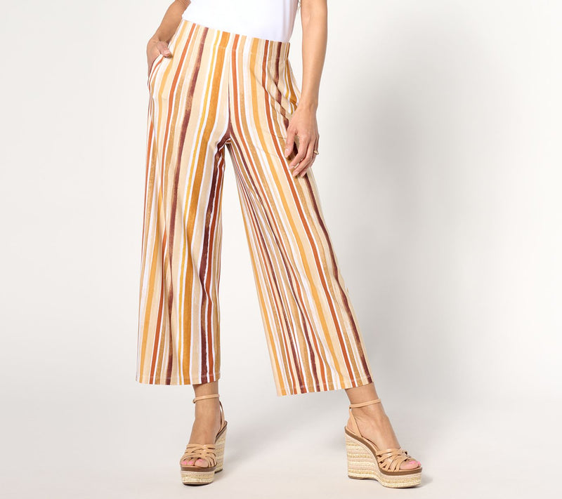Susan Graver Regular Printed Liquid Knit Wide Leg Crop Pant — View 9