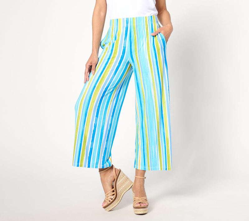 Susan Graver Regular Printed Liquid Knit Wide Leg Crop Pant — View 10