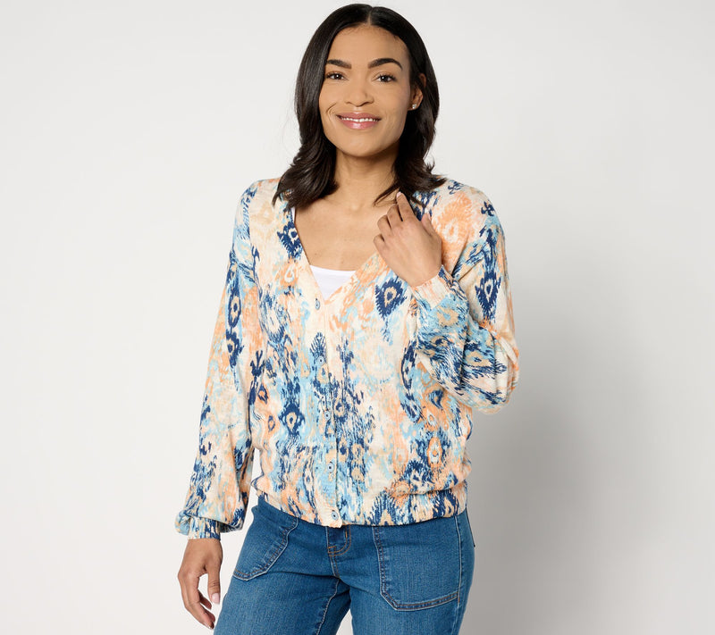 Denim & Co. Canyon Retreat V-Neck Button-Front Cardigan — Main view