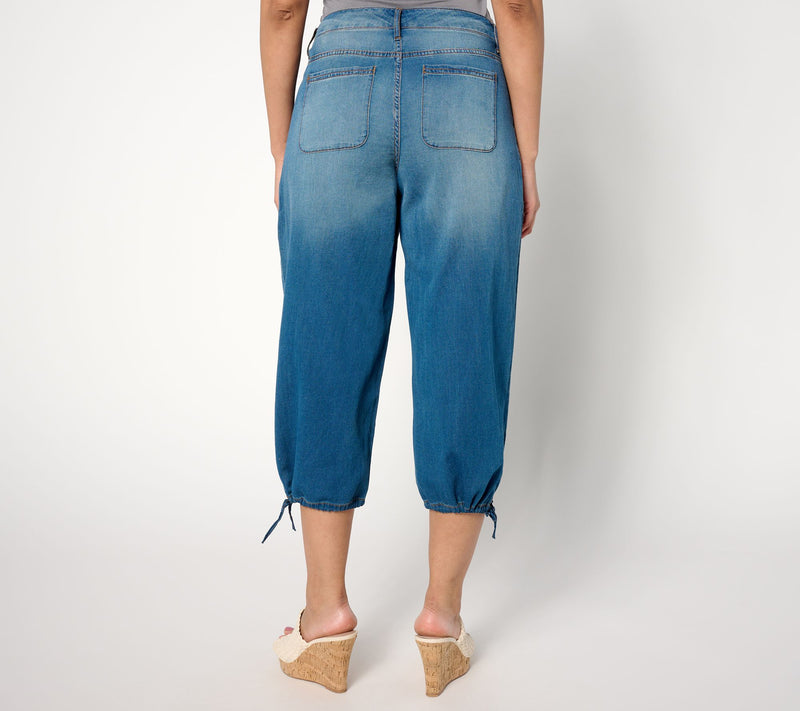 LOGO by Lori Goldstein Regular Wide Leg Crop Jeans w/ Ties — View 6