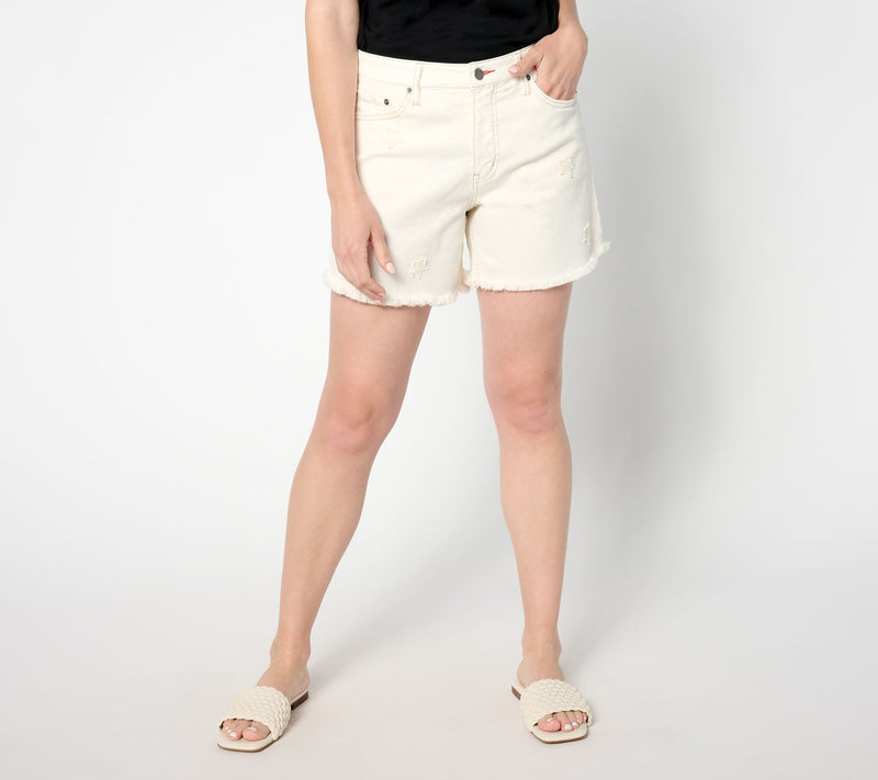 Peace Love World Love Unites Us Denim Short White Sand — Main view