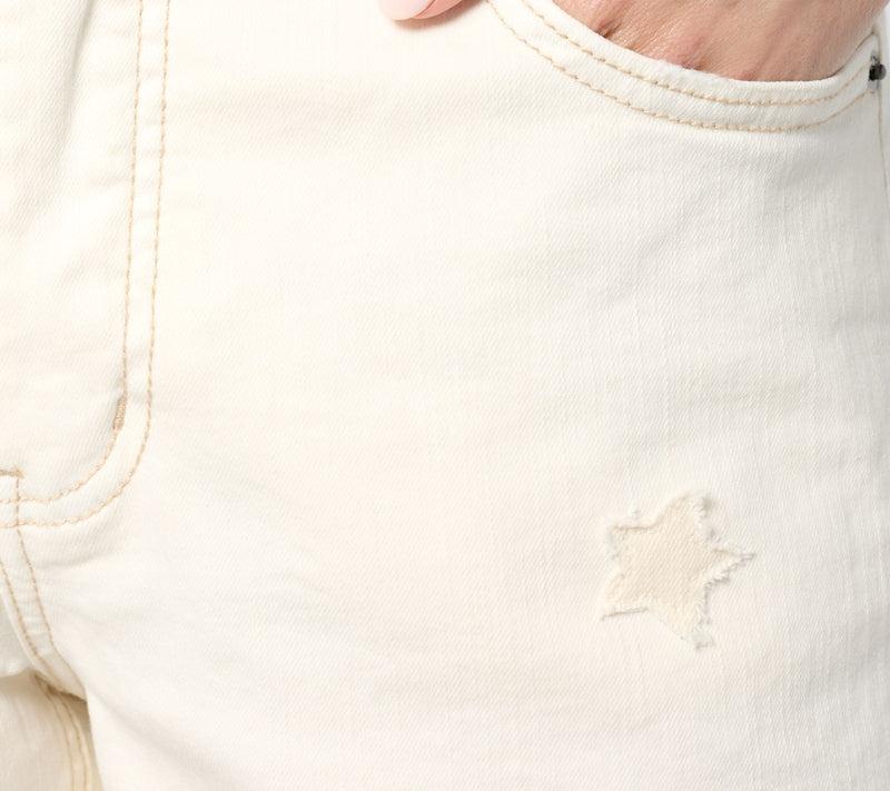 Peace Love World Love Unites Us Denim Short White Sand — View 4