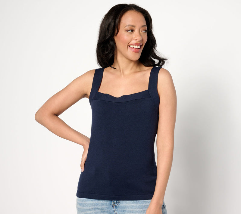 AnyBody Striped Cardigan & Solid Tank Sweater Set — View 5