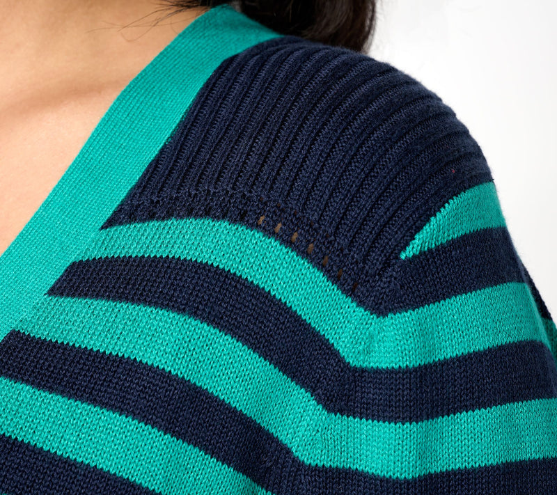 AnyBody Striped Cardigan & Solid Tank Sweater Set — View 6