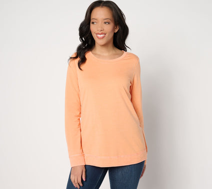 AnyBody Lounge Beach Wash Knit Top with Tulip Back